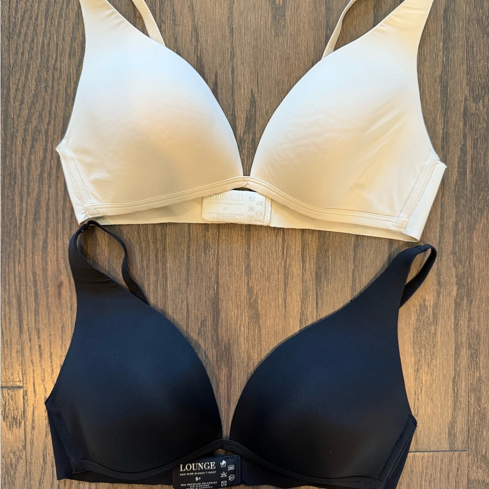 Lounge Light Non-Wire Plunge Bra Bundle — Black & Latte, Size S+
